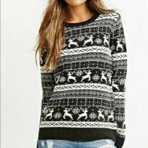 Forever 21 Medium Black & White Reindeer Sweater